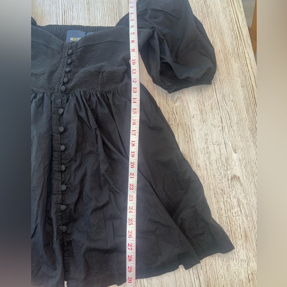 Maeve by Anthropologie Sweetheart Baby Doll Dress Puff Sleeve & Pockets Black M - Picture 8 of 14